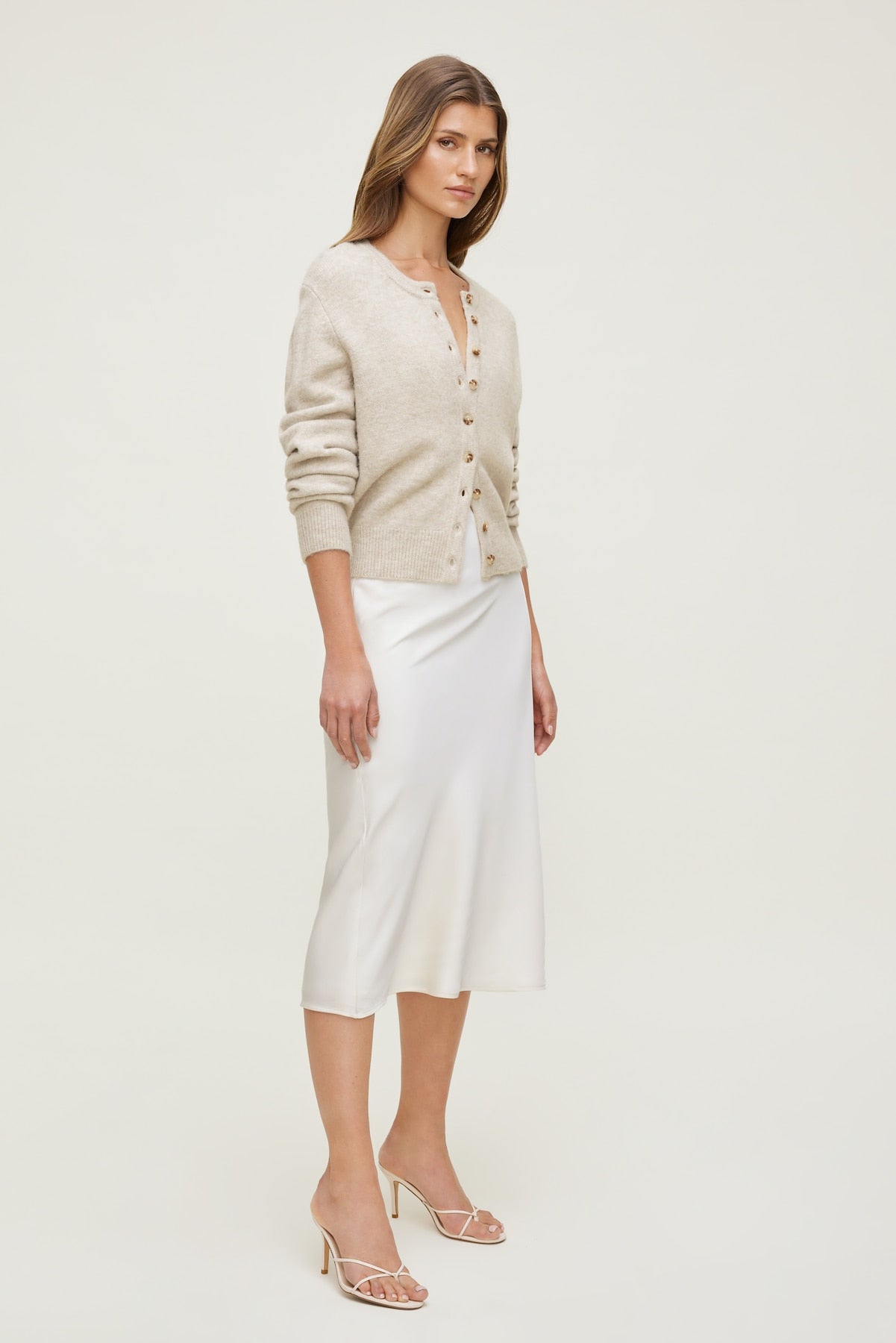 Rebecca Crewneck Cardigan Gray - Dynamite