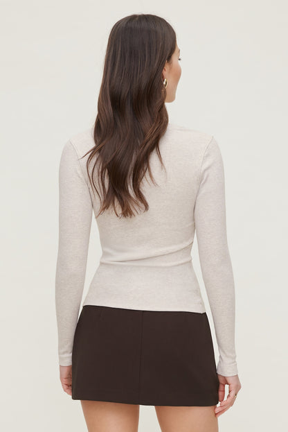 Tedi Ribbed Long Sleeve T Shirt Gray - Dynamite