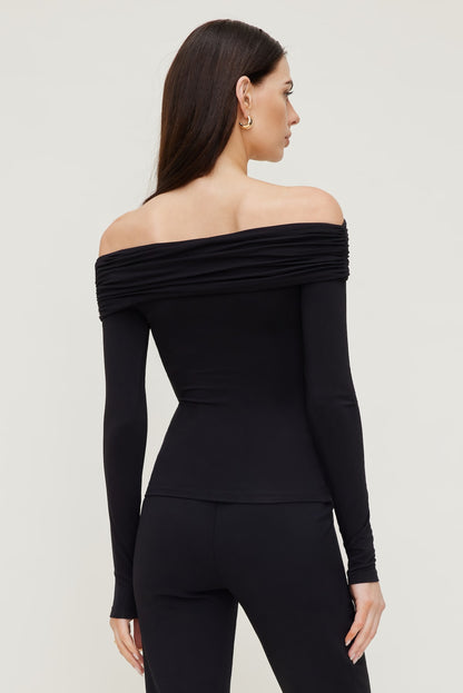 Off Shoulder Long Sleeve Top Black - Dynamite