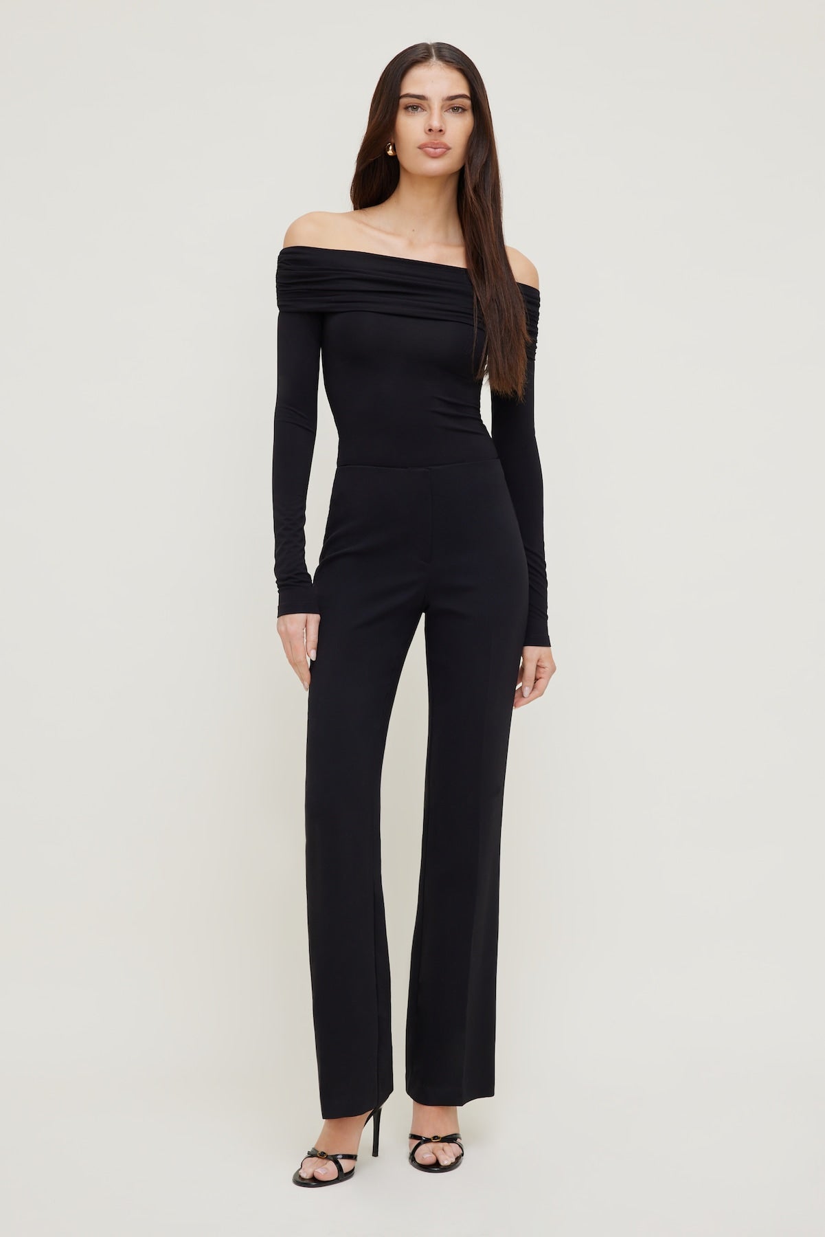 Off Shoulder Long Sleeve Top Black - Dynamite