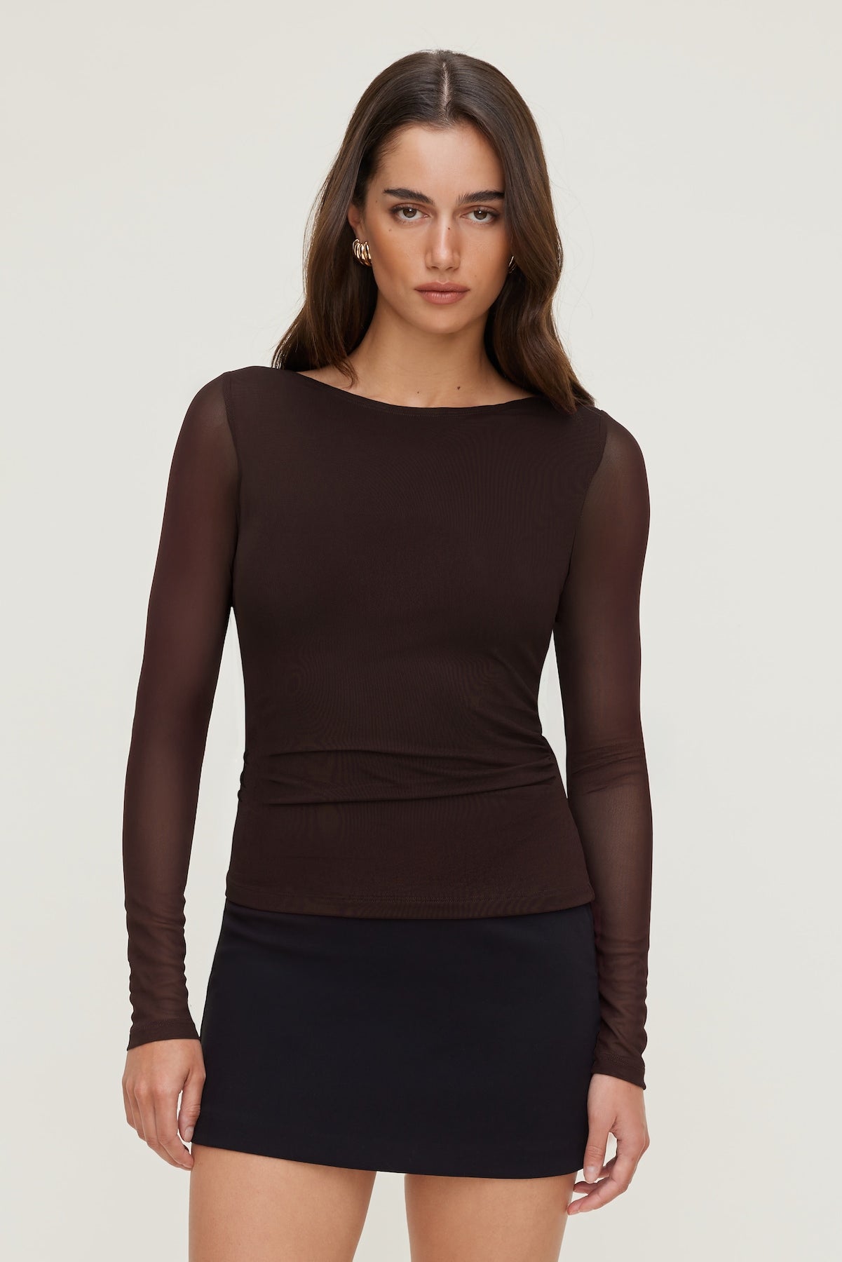 Stella Long Sleeve Mesh Top PURPLE - Dynamite