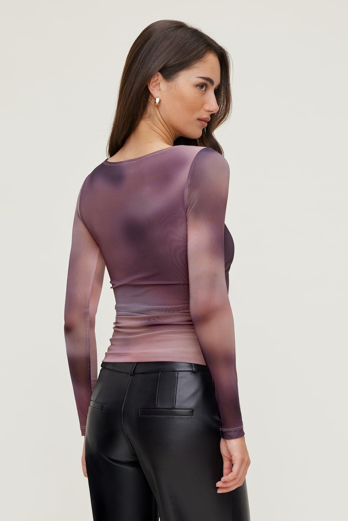 Stella Long Sleeve Mesh Top PURPLE - Dynamite