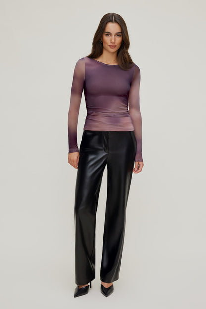 Stella Long Sleeve Mesh Top PURPLE - Dynamite