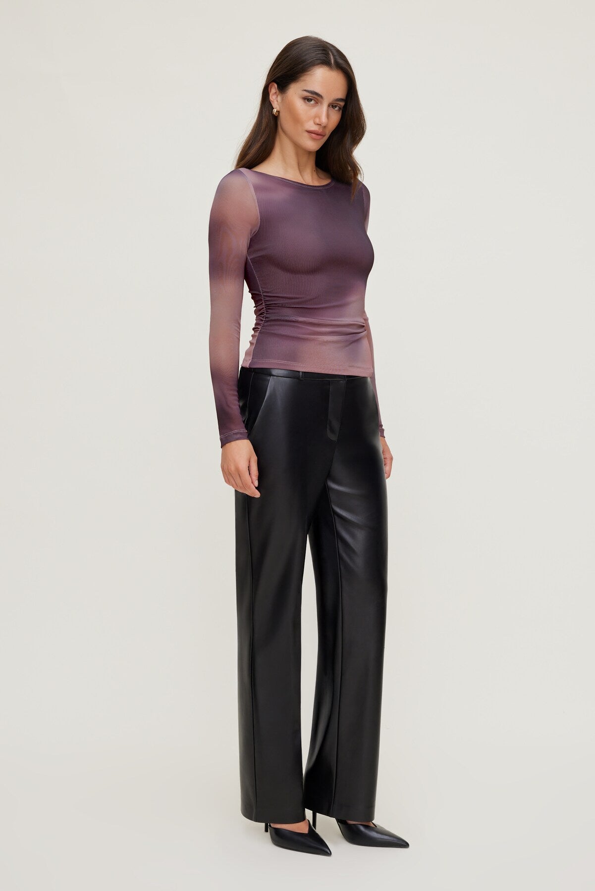 Stella Long Sleeve Mesh Top PURPLE - Dynamite