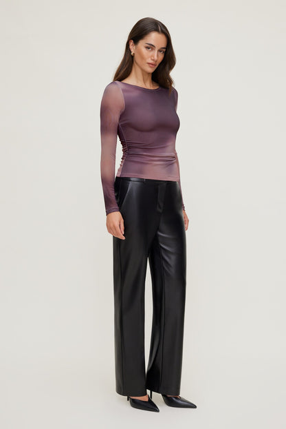 Stella Long Sleeve Mesh Top PURPLE - Dynamite