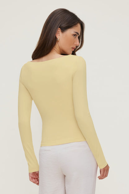 Nola Sculpt Long Sleeve Top YELLOW - Dynamite
