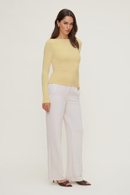 Nola Sculpt Long Sleeve Top YELLOW - Dynamite