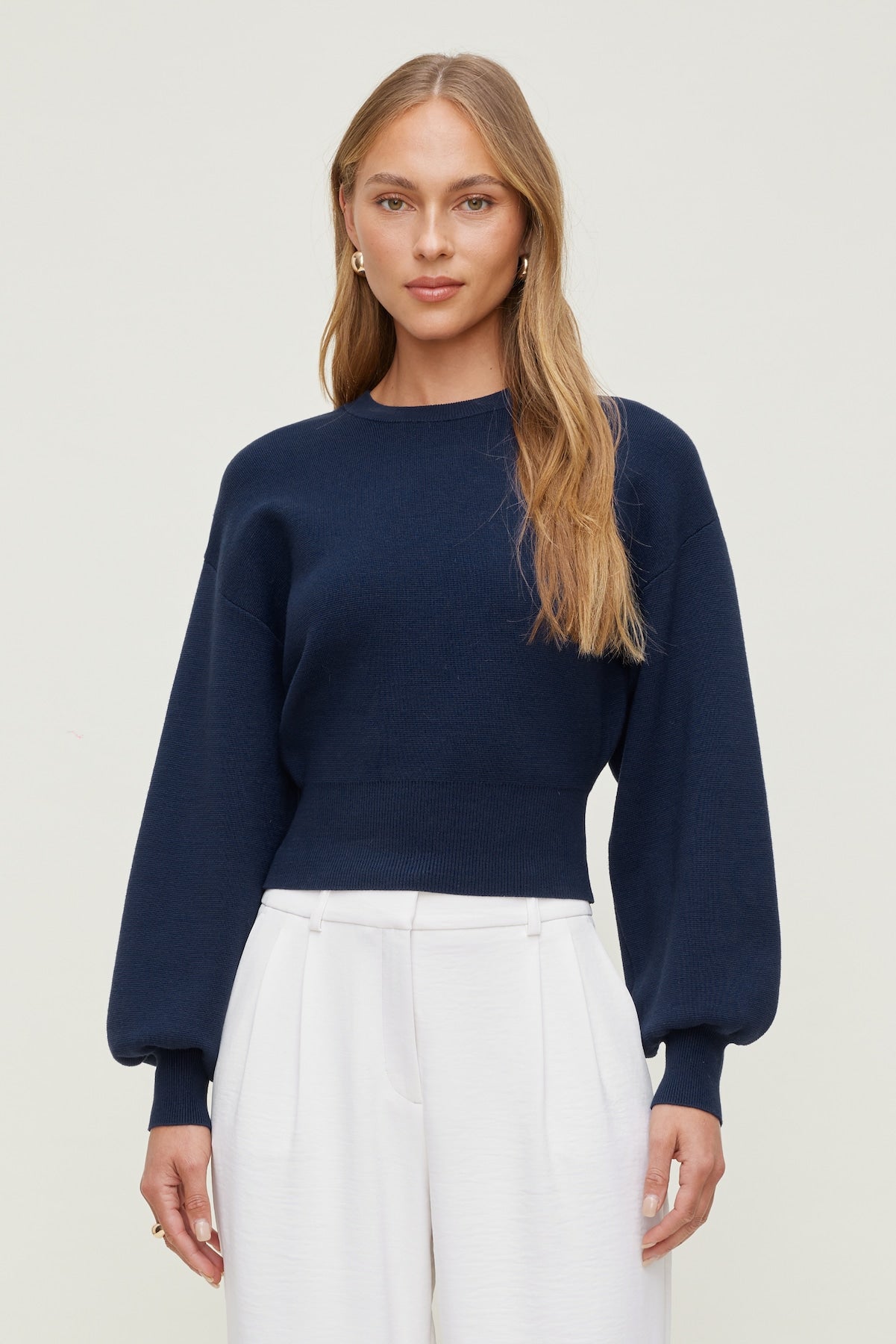 Balloon Sleeve Sweater Blue - Dynamite