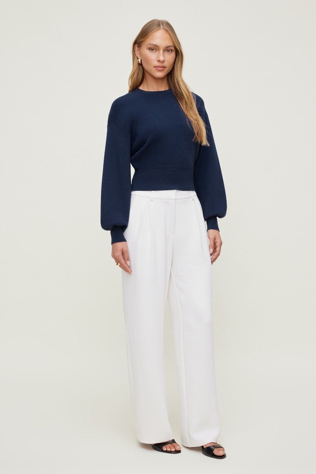 Balloon Sleeve Sweater Blue - Dynamite