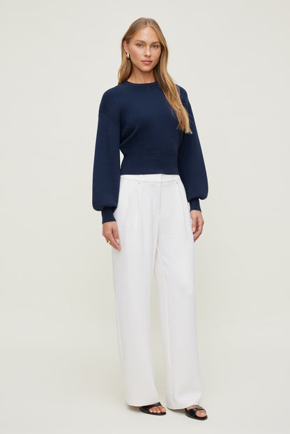 Balloon Sleeve Sweater Blue - Dynamite