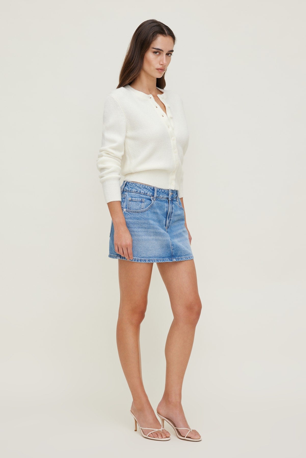 Rebecca Crewneck Cardigan White - Dynamite