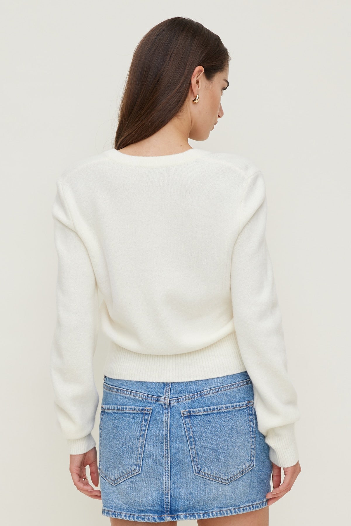 Rebecca Crewneck Cardigan White - Dynamite