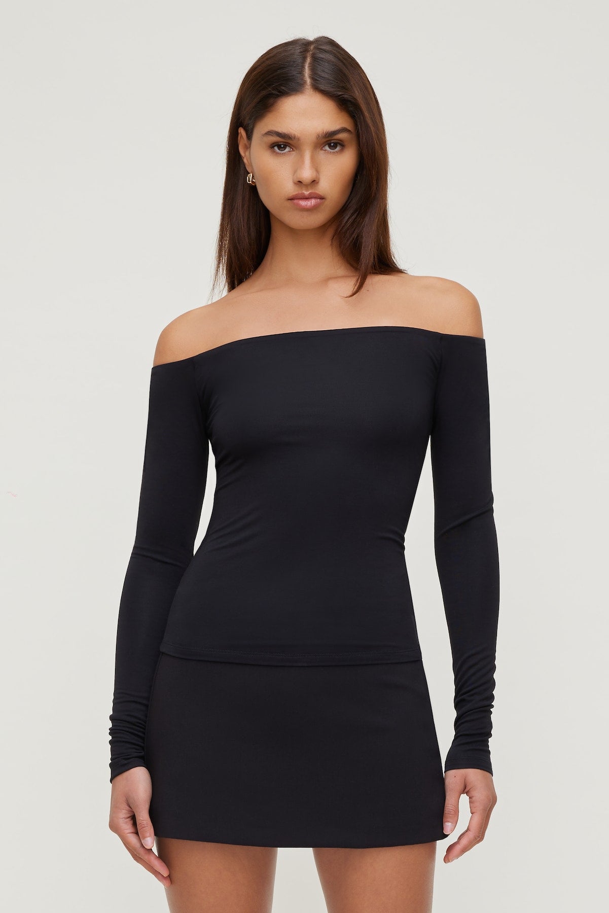 Off Shoulder Long Sleeve Top Black - Dynamite