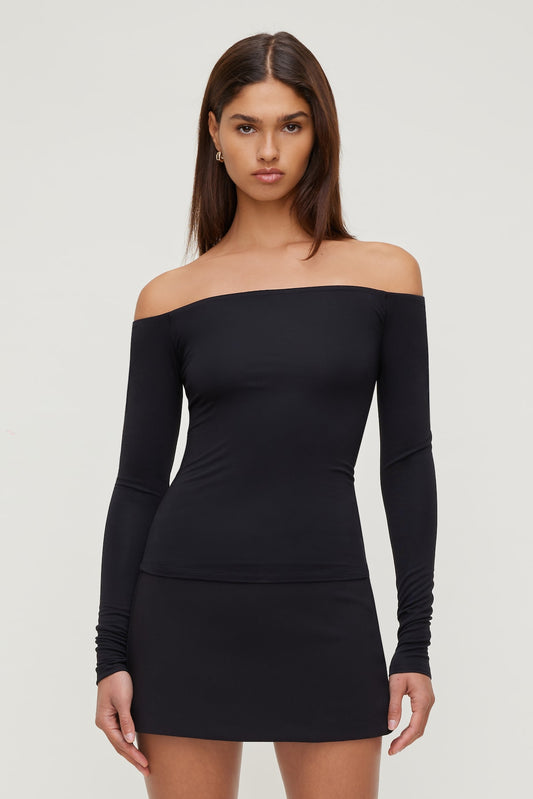 Off Shoulder Long Sleeve Top Black - Dynamite