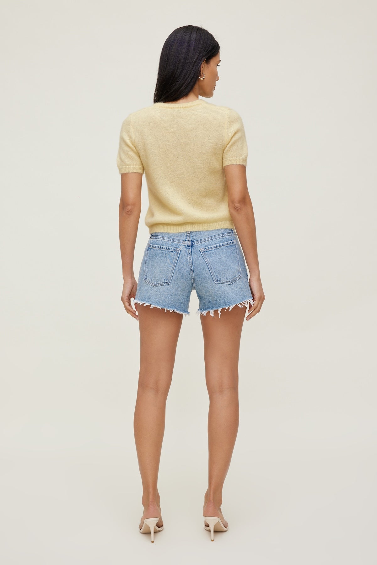 Premium Mohair Short Sleeve Cardigan Yellow - Dynamite