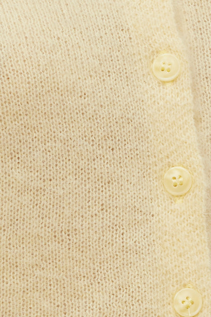Premium Mohair Short Sleeve Cardigan Yellow - Dynamite