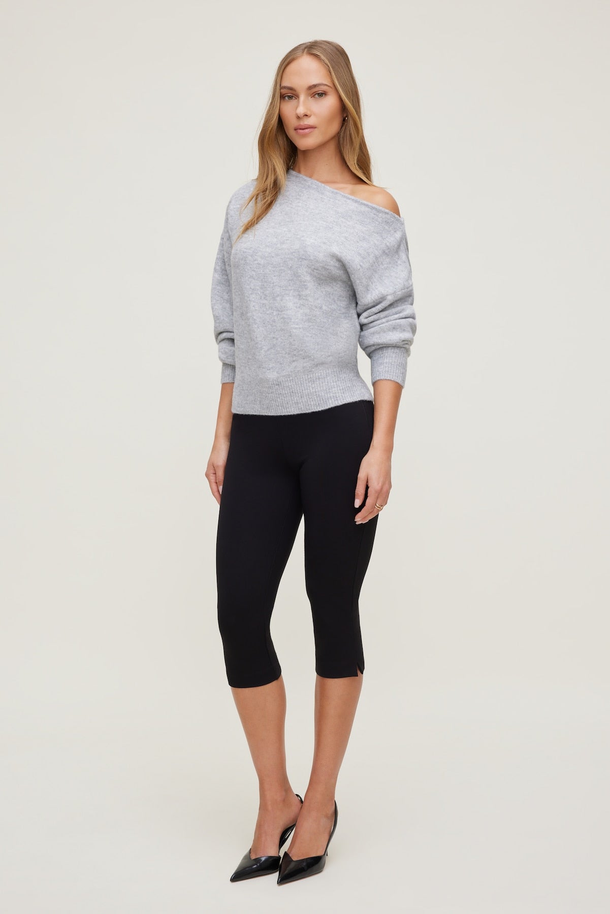 Lola Off Shoulder Sweater Gray - Dynamite