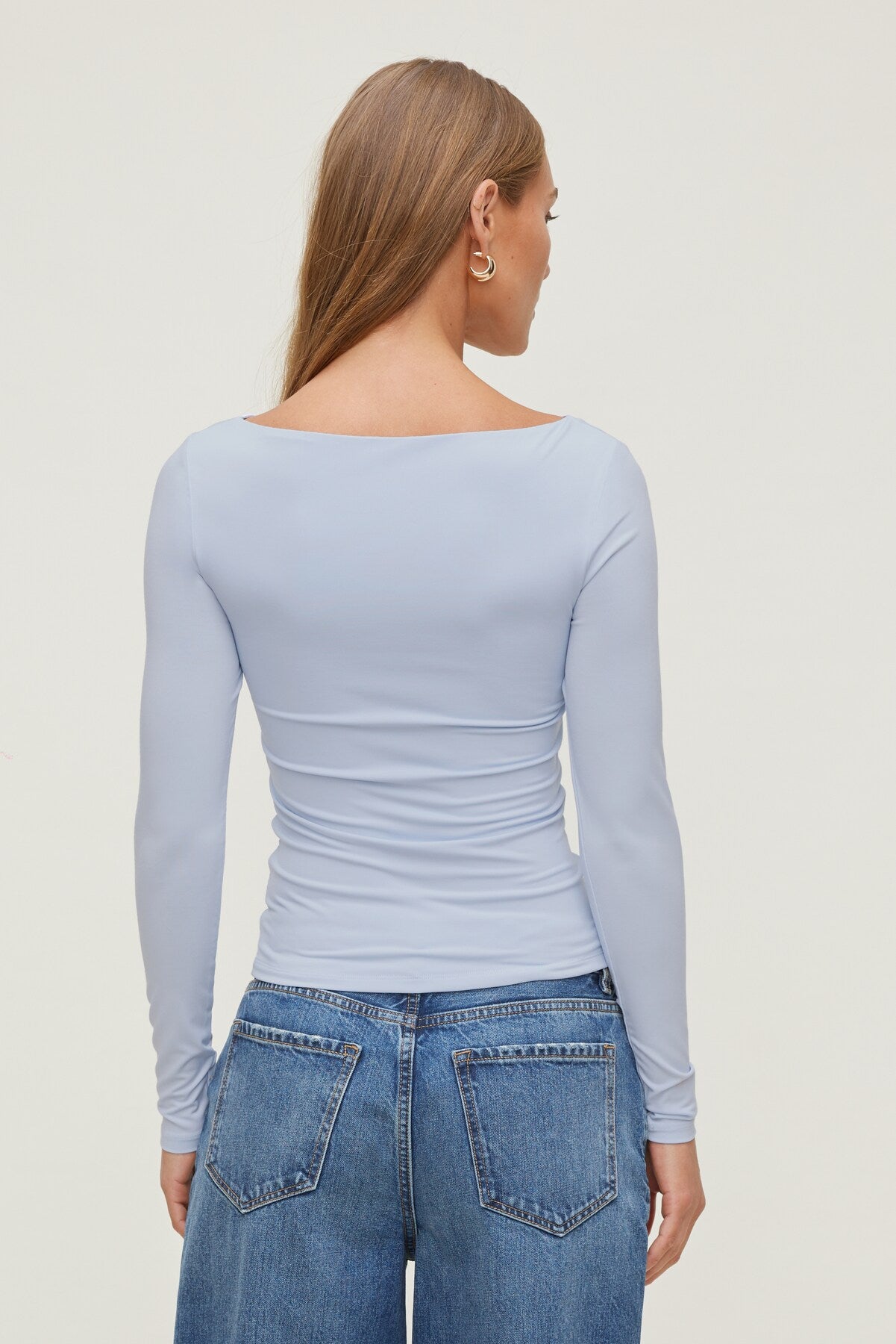Nola Sculpt Long Sleeve Top Blue - Dynamite