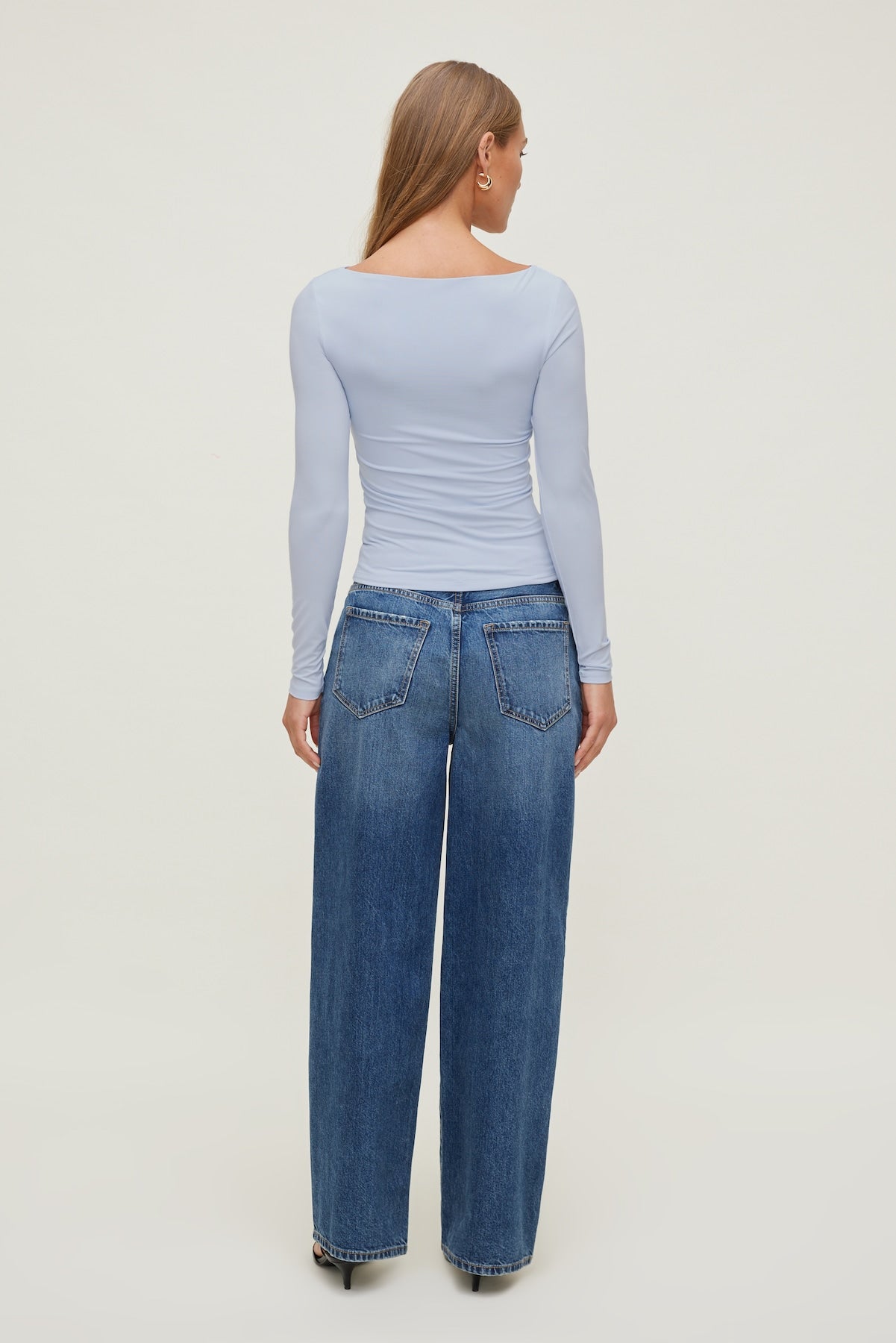 Nola Sculpt Long Sleeve Top Blue - Dynamite