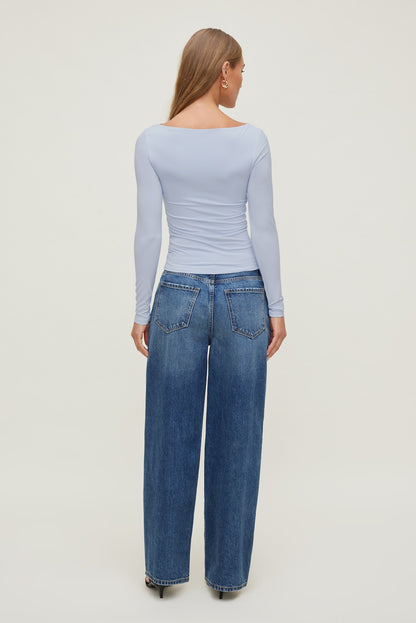 Nola Sculpt Long Sleeve Top Blue - Dynamite