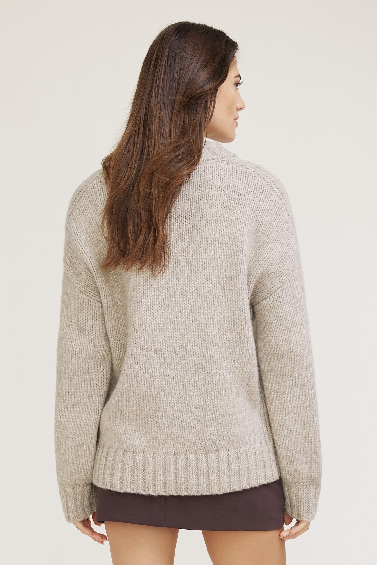 Mabel Chunky Crewneck Sweater Beige - Dynamite