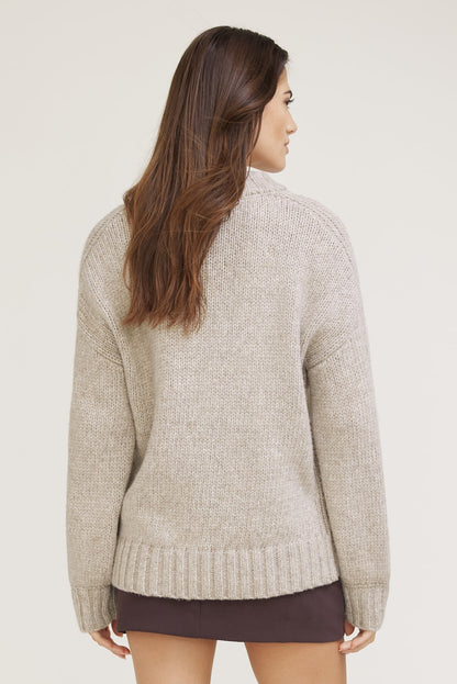 Mabel Chunky Crewneck Sweater Beige - Dynamite