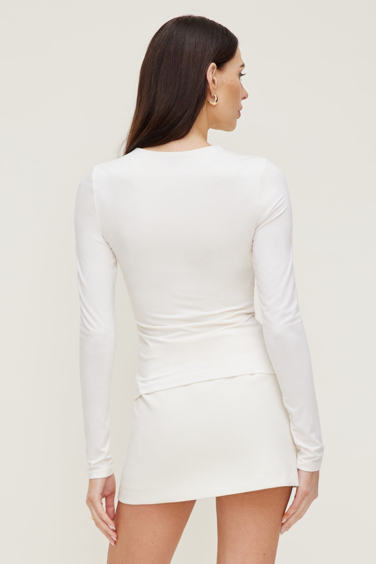 Draped Long Sleeve Top Beige - Dynamite