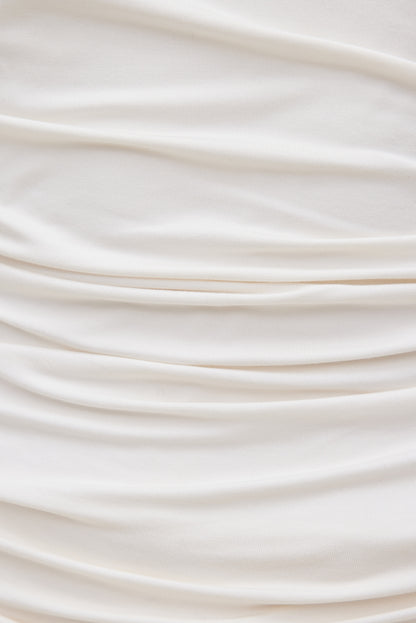 Draped Long Sleeve Top Beige - Dynamite
