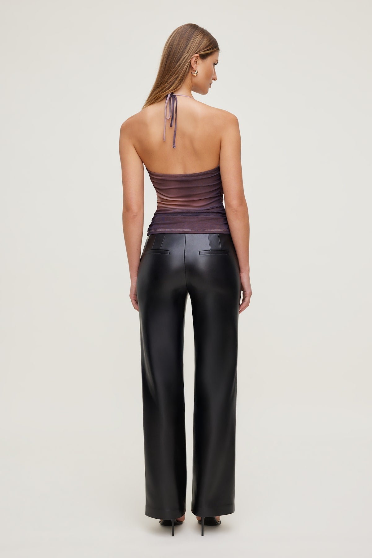 Bare Cowl Neck Mesh Printed Top PURPLE - Dynamite