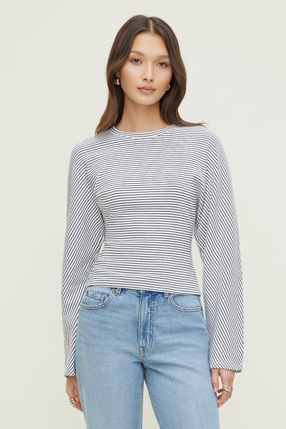 Striped Dolman Heavy Cotton Top White - Dynamite