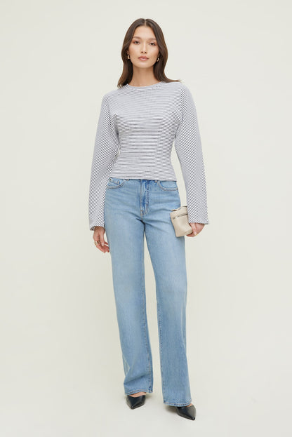 Striped Dolman Heavy Cotton Top White - Dynamite
