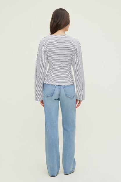 Striped Dolman Heavy Cotton Top White - Dynamite