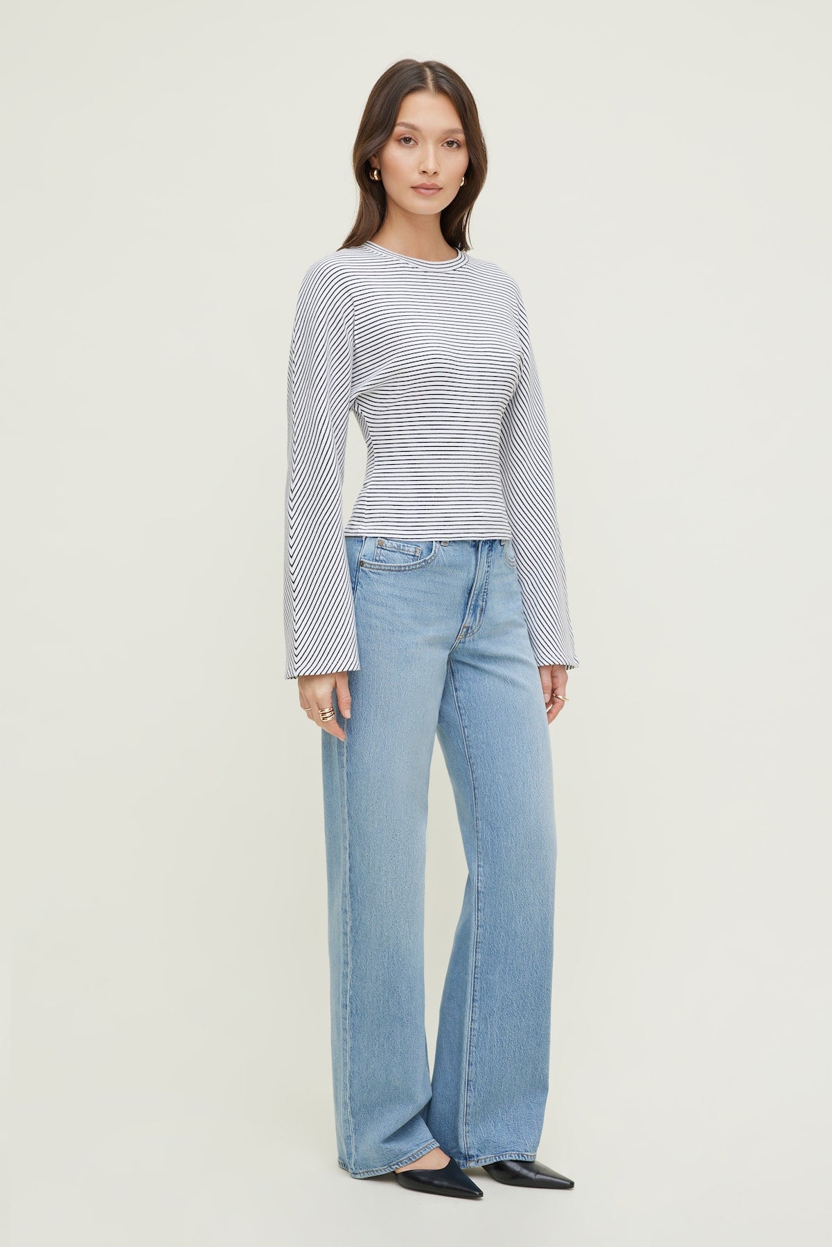 Striped Dolman Heavy Cotton Top White - Dynamite
