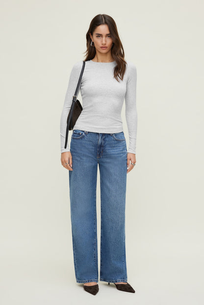 Tedi Ribbed Long Sleeve T Shirt Gray - Dynamite