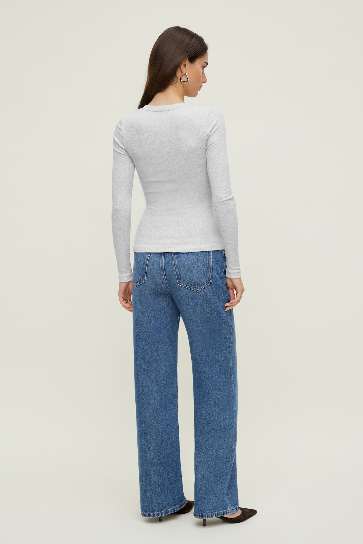 Tedi Ribbed Long Sleeve T Shirt Gray - Dynamite