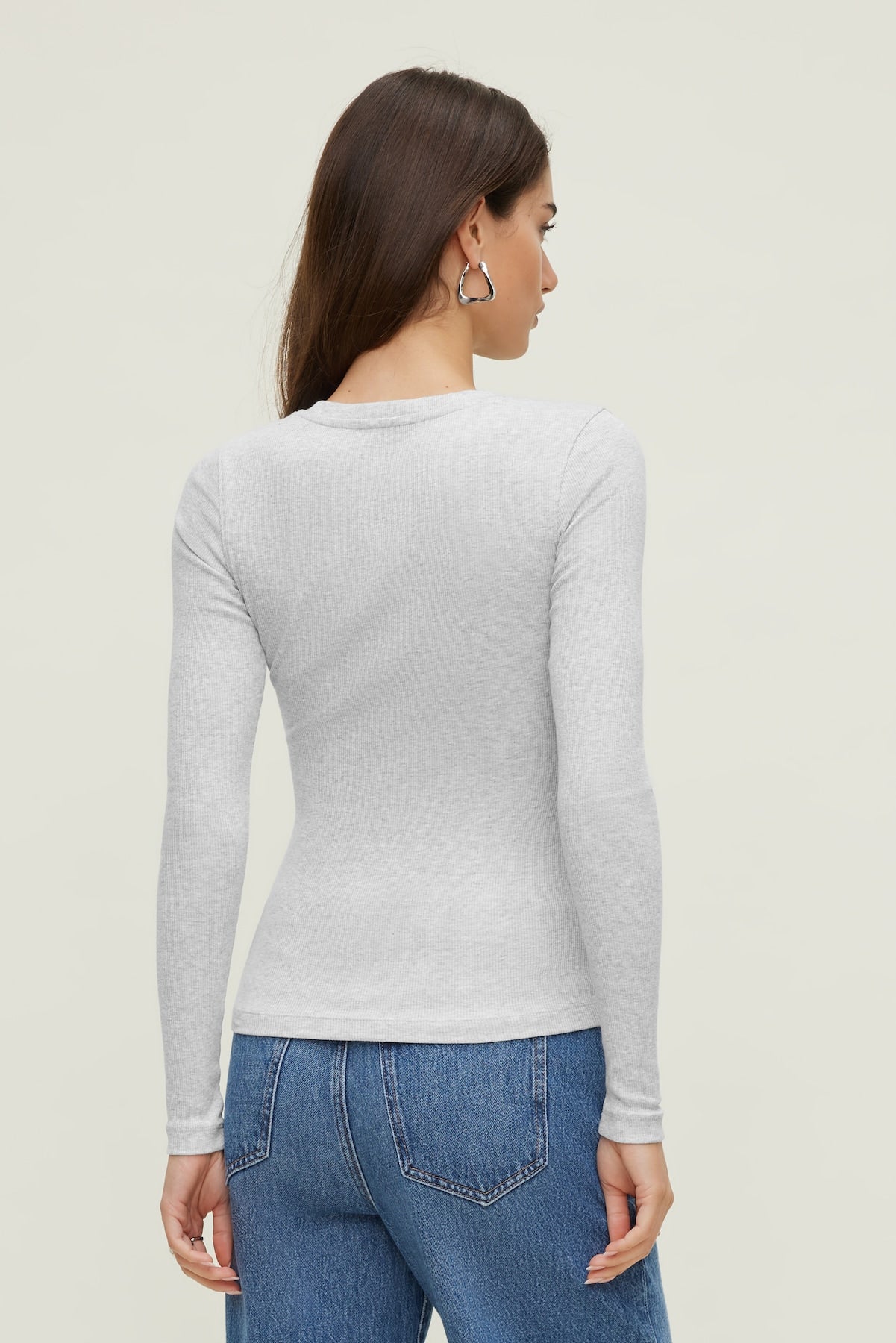 Tedi Ribbed Long Sleeve T Shirt Gray - Dynamite