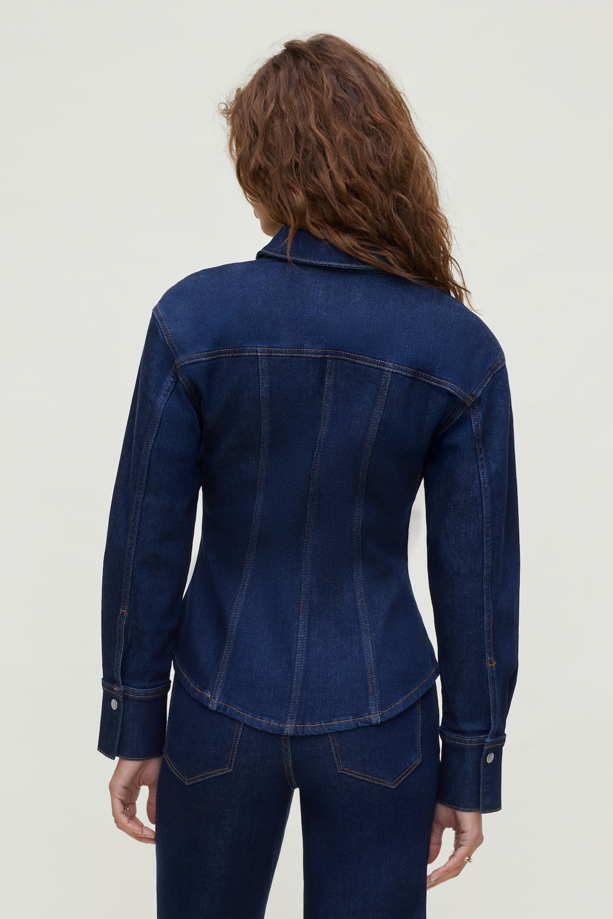 Cinched Stretch Denim Shirt Blue - Dynamite