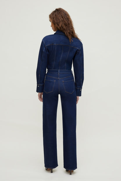 Cinched Stretch Denim Shirt Blue - Dynamite