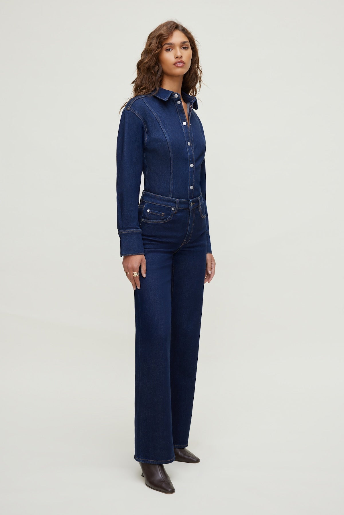 Cinched Stretch Denim Shirt Blue - Dynamite