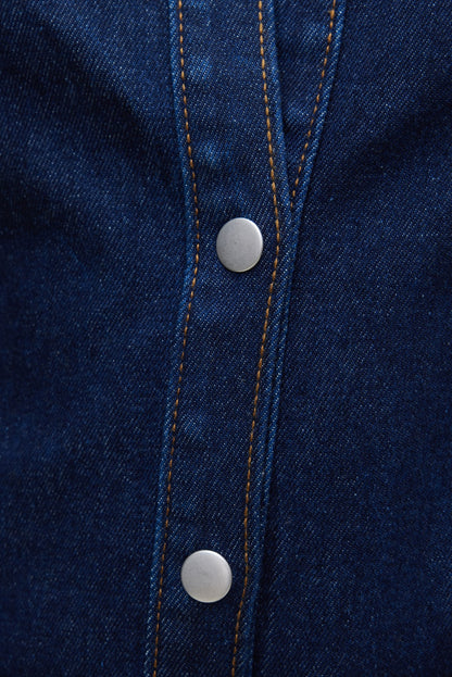 Cinched Stretch Denim Shirt Blue - Dynamite