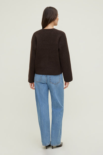 Relaxed V Neck Cardigan Brown - Dynamite