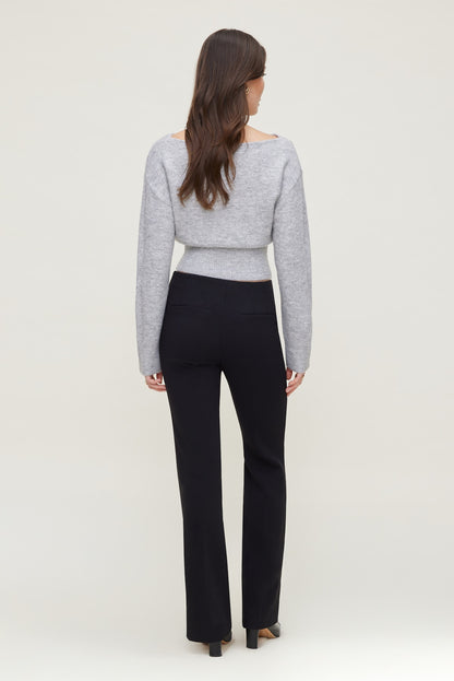 Juliet Cinched Boat Neck Sweater Gray - Dynamite