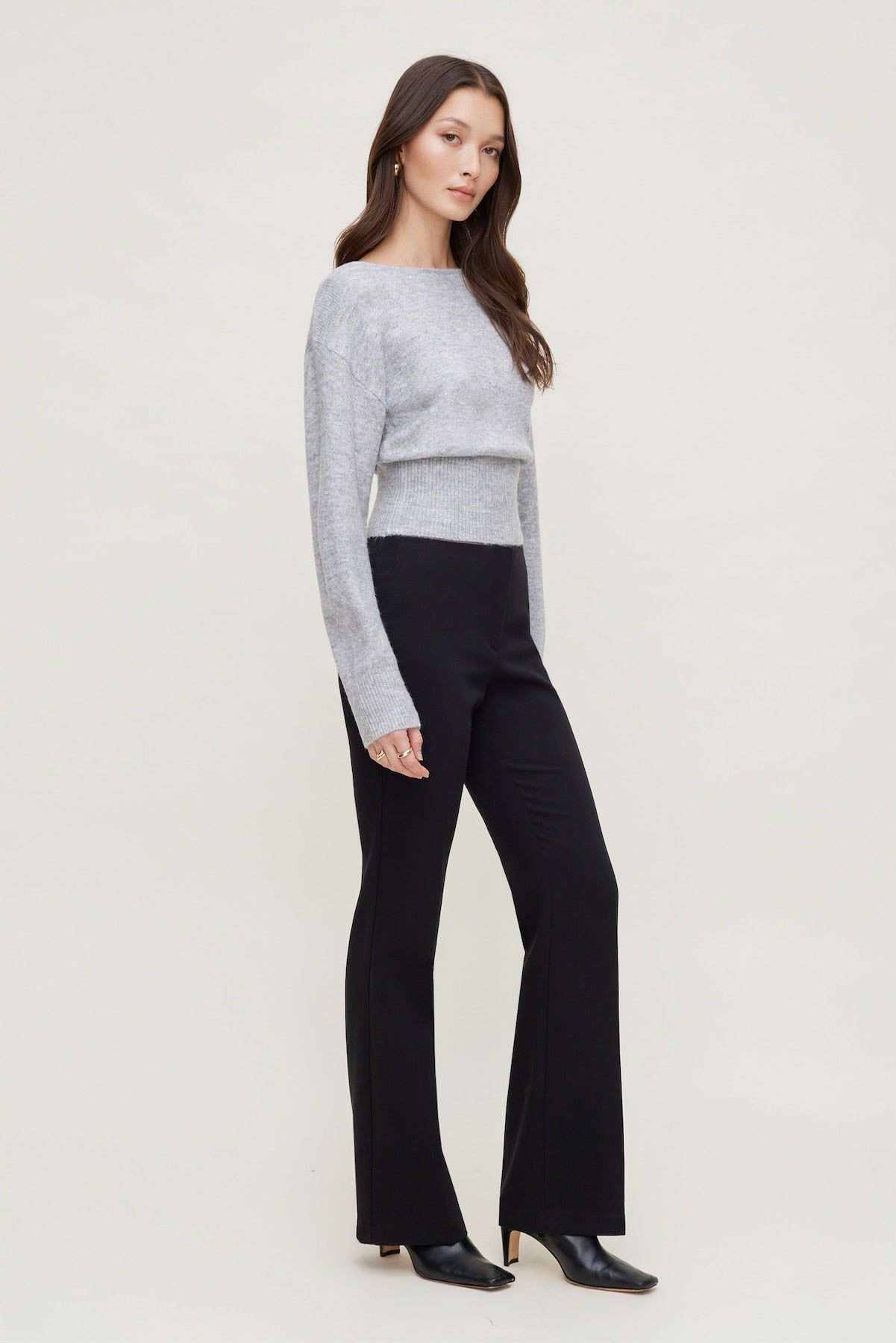 Juliet Cinched Boat Neck Sweater Gray - Dynamite