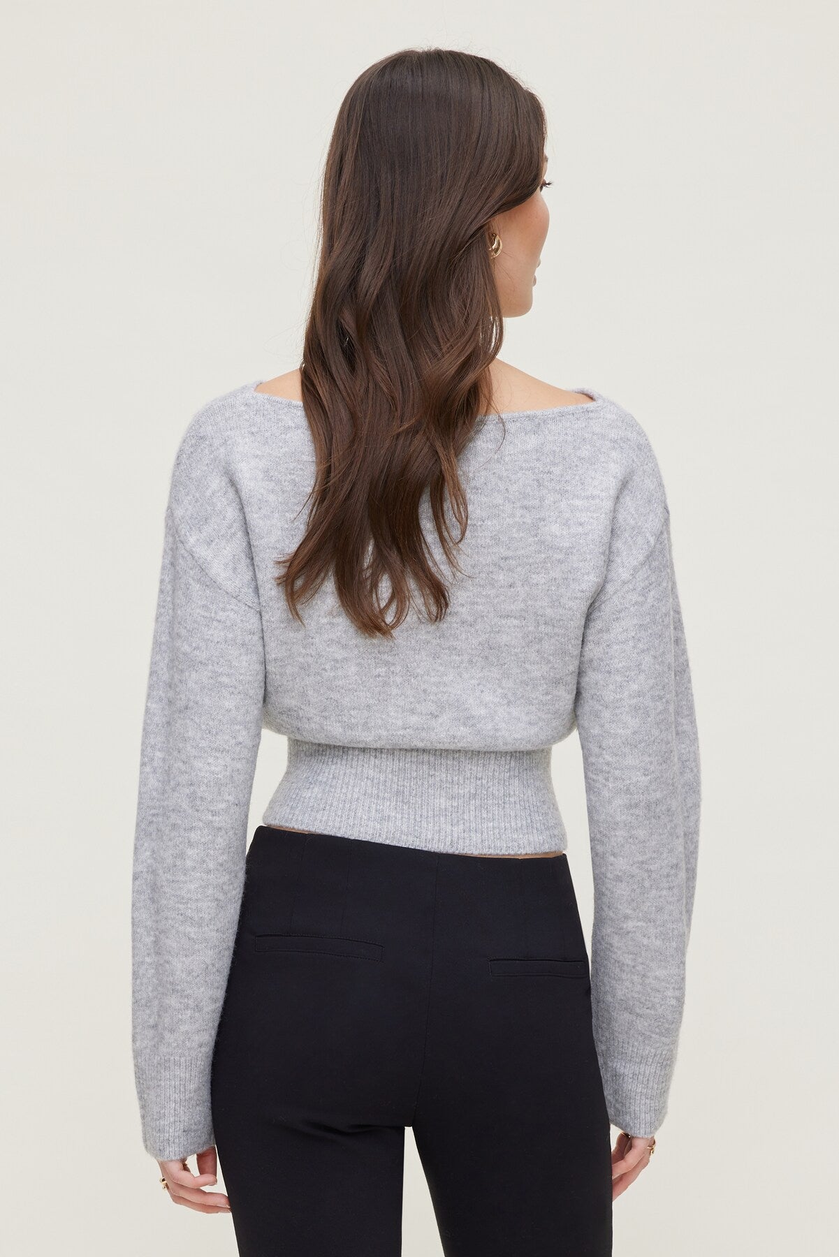 Juliet Cinched Boat Neck Sweater Gray - Dynamite