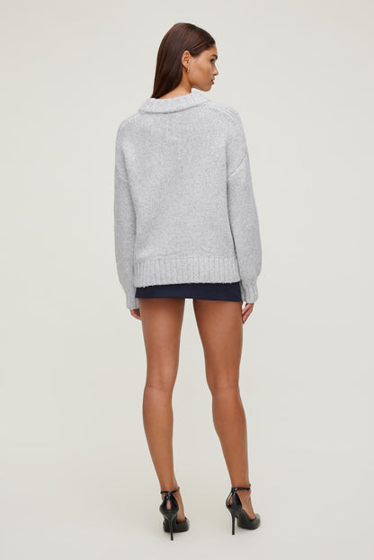 Mabel Chunky Crewneck Sweater Gray - Dynamite