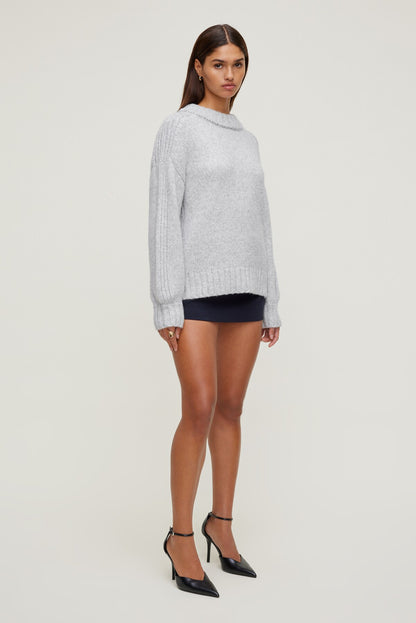Mabel Chunky Crewneck Sweater Gray - Dynamite
