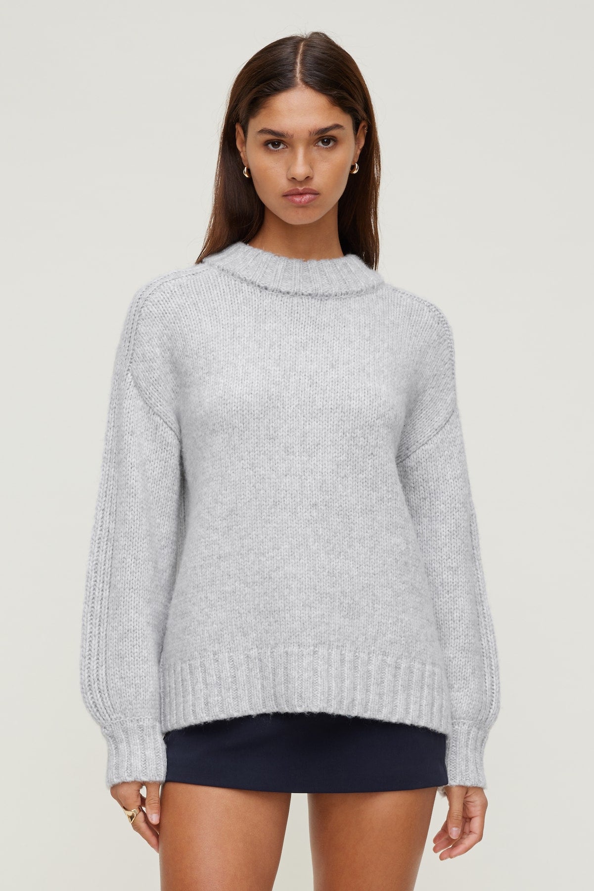 Mabel Chunky Crewneck Sweater Gray - Dynamite