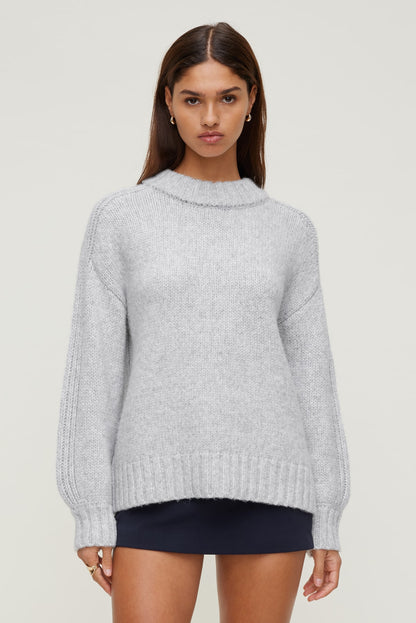 Mabel Chunky Crewneck Sweater Gray - Dynamite