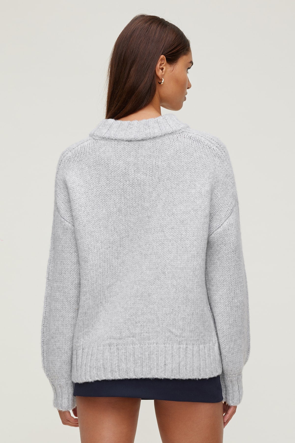 Mabel Chunky Crewneck Sweater Gray - Dynamite