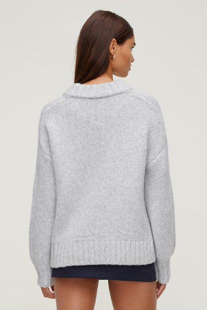 Mabel Chunky Crewneck Sweater Gray - Dynamite
